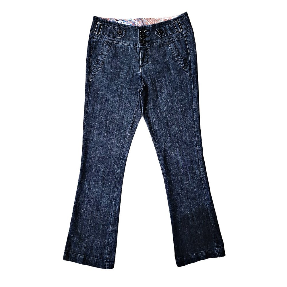 ❤️ ONE FIVE Dark Wash Buckle Triple Button Flare | 4